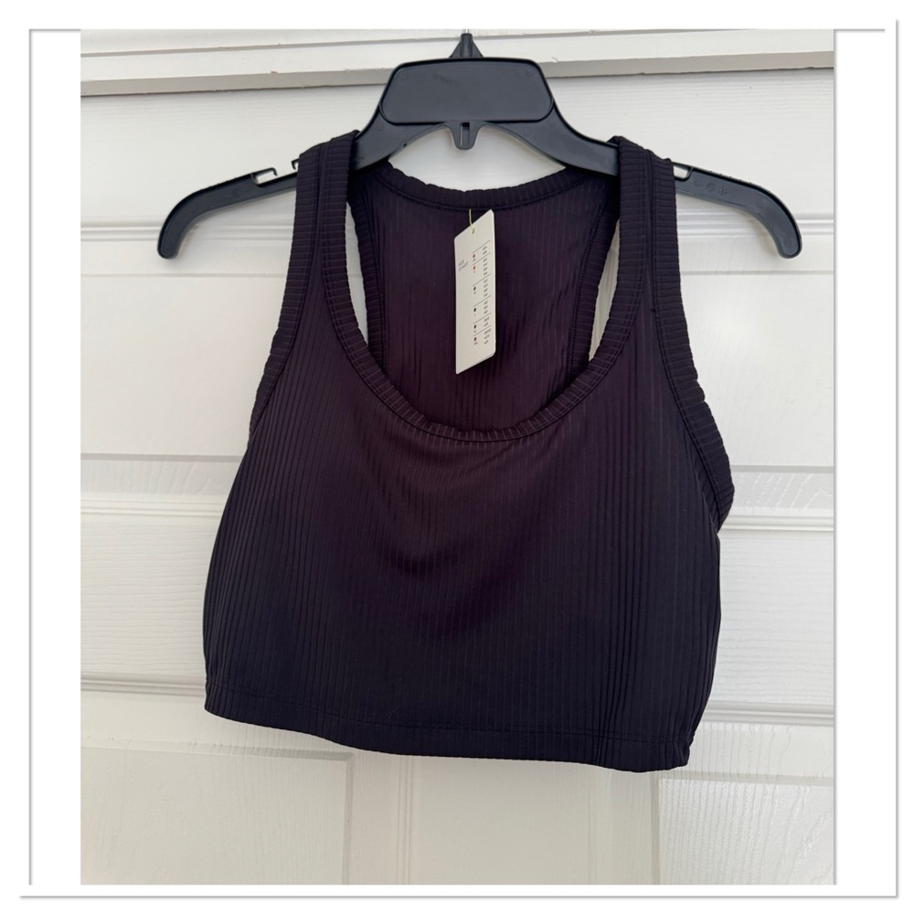 Women’s Light Support Rib Racerback Longline Sport All In Motion Black - Picture 2 of 4